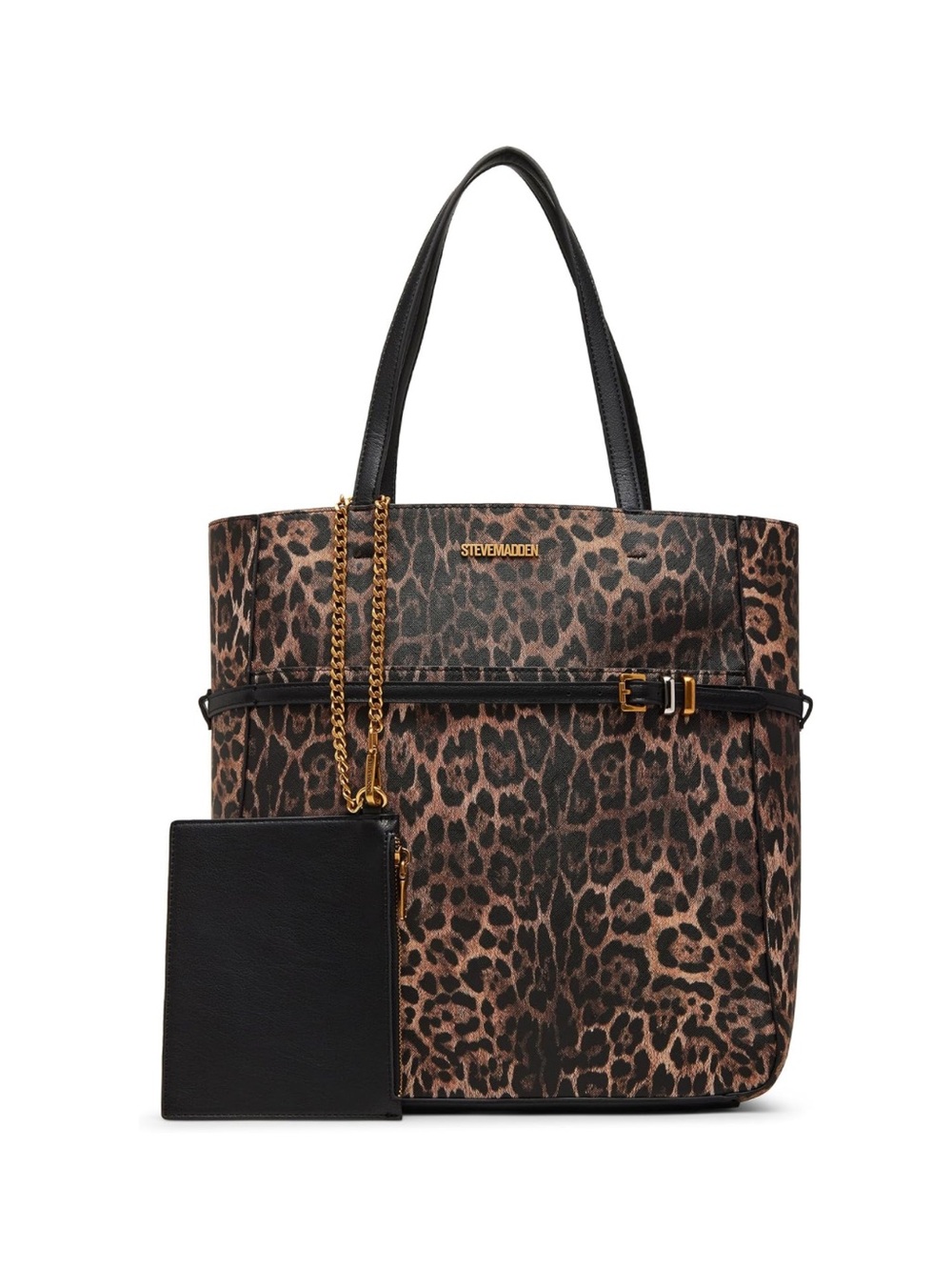 Steve Madden Leopard Print Tote Bag with Black Pouch